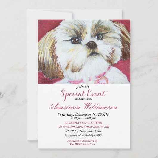 犬の行ったおもしろいパーティーイベント招待状 招待状 (正面)