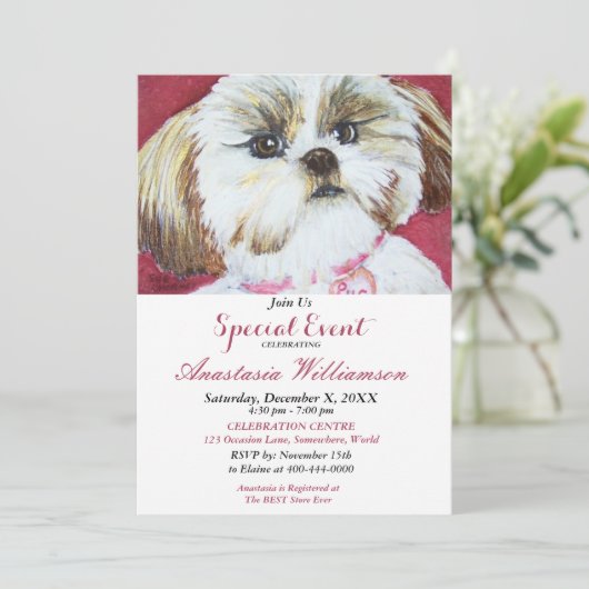 犬の行ったおもしろいパーティーイベント招待状 招待状 (スタンド正面)