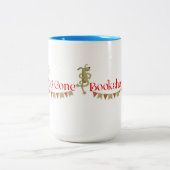 犬の行った本屋の大きなコーヒーマグ ツートーンマグカップ (中央)