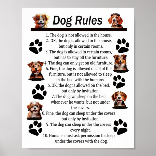 犬の規則 – 幸せな犬の家のために ポスター (正面)