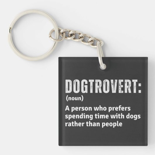 犬の親のおもしろい内向的な定義 キーホルダー (正面)