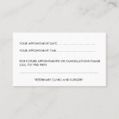 犬の解剖学的イラストレーション獣医 予約カード (裏面)