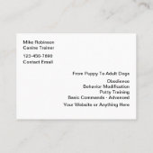 犬の訓練シンプルの名刺 名刺 (裏面)