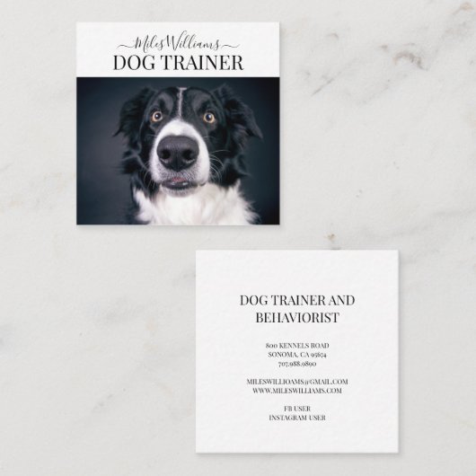 犬の訓練者または行動主義者 スクエア名刺 (正面/裏面)