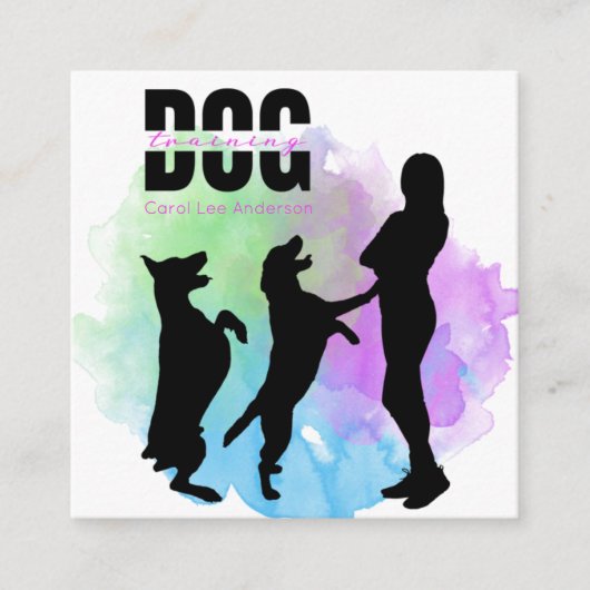 犬の訓練/犬のトレーナー スクエア名刺 (正面)