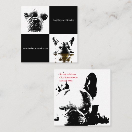 犬の託児所 スクエア名刺 (正面/裏面)
