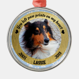 犬の記パーソナライズされた念青と金ゴールドのクリスマス メタルオーナメント