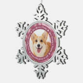 犬の記念バラ金ゴールドパーソナライズされたペット写真 スノーフレークピューターオーナメント (右)