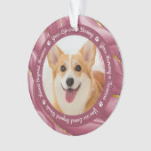 犬の記念バラ金ゴールドパーソナライズされた2ペット写真 オーナメント (正面)
