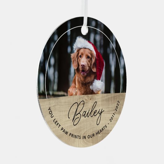 犬の記念写真クリスマス メタルオーナメント (正面右)