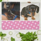 犬の記念写真コラージペットポープリント キッチンタオル (折り畳み)