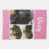 犬の記念写真コラージペットポープリント キッチンタオル (横)