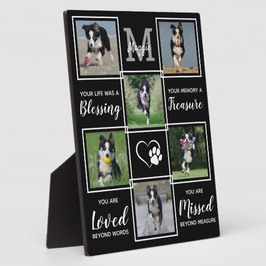 犬の記念品 – ペットの損失モノグラム犬の形見 フォトプラーク (側面)