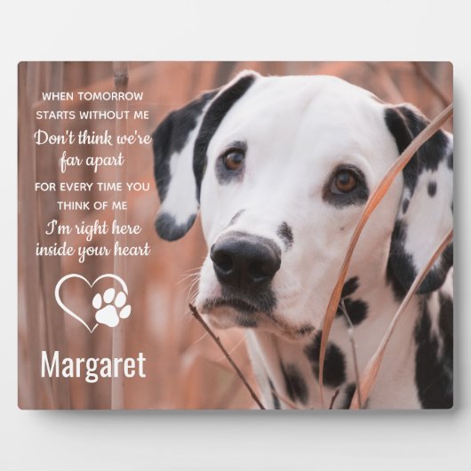 犬の記念品 – ペットロス記念記念キープサケ フォトプラーク (正面)