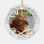 犬の記念永久に私たちのハート大理石写真 セラミックオーナメント (正面)