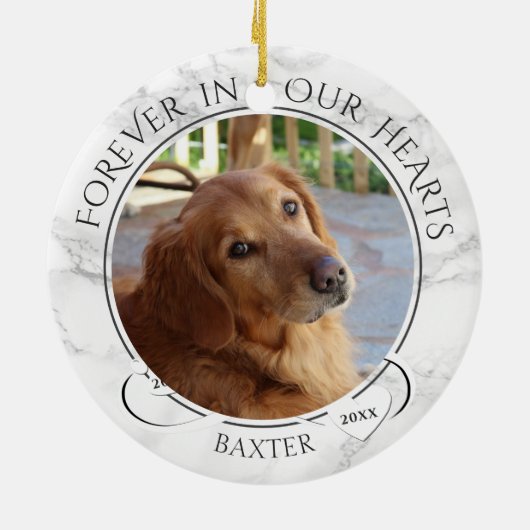 犬の記念永久に私たちのハート大理石写真 セラミックオーナメント (裏面)
