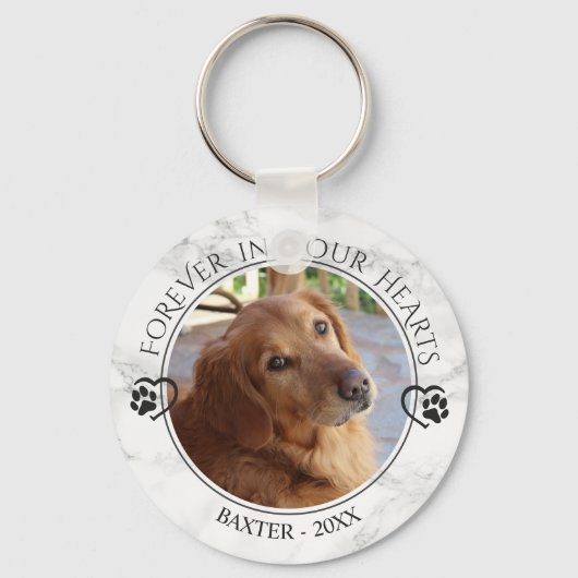 犬の記念永遠に私たちのハート写真大理石 キーホルダー (正面)