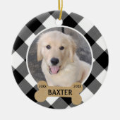 犬の記念碑 | B&Wバッファローチェック セラミックオーナメント (正面)