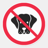 犬の許可なし標識 |ラウンドスクラシックティッカー ラウンドシール (正面)