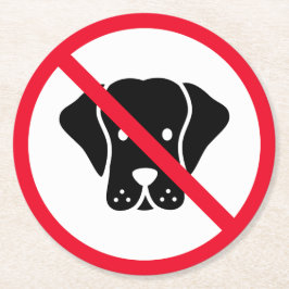 犬の許可なし標識 |丸カスタムコースター ラウンドペーパーコースター