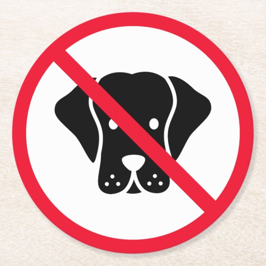 犬の許可なし標識 |丸カスタムコースター ラウンドペーパーコースター (正面)