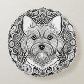 犬の詳細ラインアート ラウンドクッション (裏面)