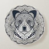 犬の詳細ラインアート ラウンドクッション (裏面)