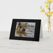 犬の誕生日おめでとう カード (黄色い花)