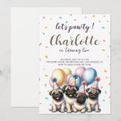 犬の誕生日おめでとう 招待状 (正面/裏面)