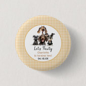 犬の誕生日おめでとう Let's Pawty 缶バッジ (正面)