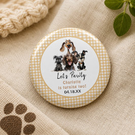 犬の誕生日おめでとう Let's Pawty 缶バッジ