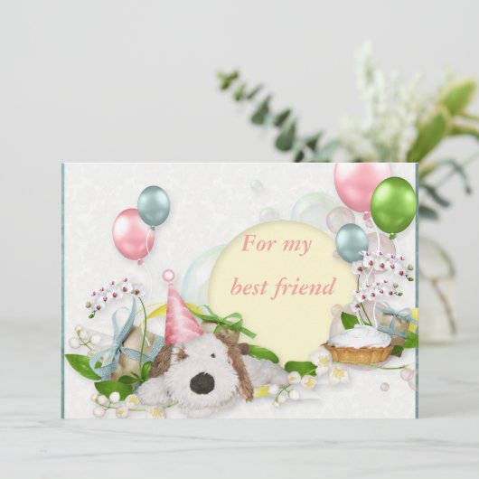 犬の誕生日のグリーティングカード (スタンド正面)