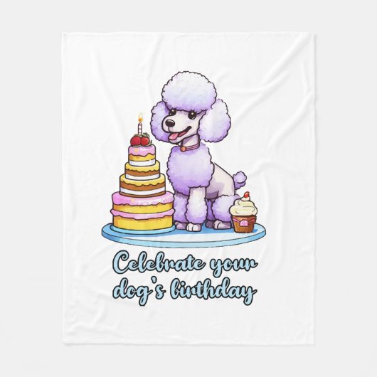 犬の誕生日をお祝いしよう フリースブランケット (正面)