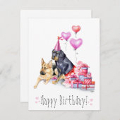 犬の誕生日カード – ロットワイラー&ドイツのシェパード シーズンカード (正面/裏面)