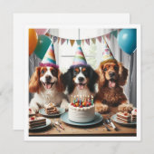 犬の誕生日カード,犬のパーティー,犬の誕生日 招待状 (正面/裏面)