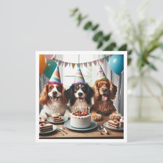 犬の誕生日カード,犬のパーティー,犬の誕生日 招待状 (スタンド正面)
