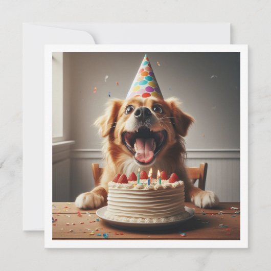 犬の誕生日カード，犬のパーティー，犬の誕生日 招待状 (正面)