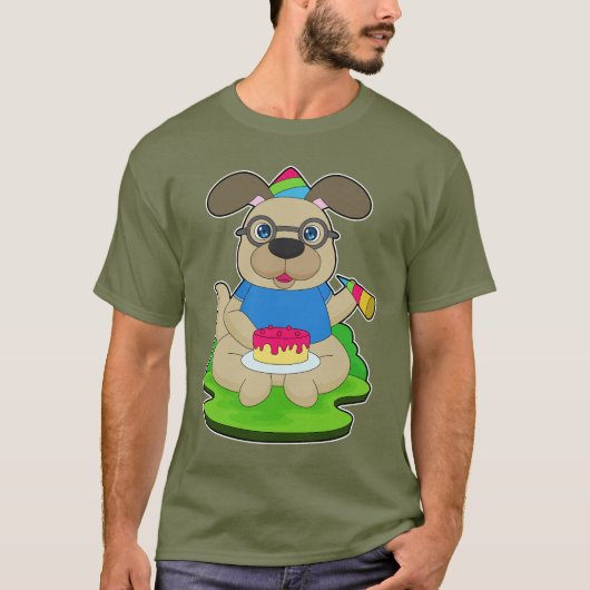 犬の誕生日ケーキ Tシャツ (正面)