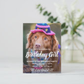 犬の誕生日パーソナライズされたペットフォト招待状 ポストカード (スタンド正面)