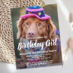 犬の誕生日パーソナライズされたペットフォト招待状 ポストカード<br><div class="desc">誕生日女！招待状の友人と家族の子犬や犬の誕生日パーティーこのペットの写真の男の子の誕生日デザイン犬の誕生日の招待カードとシンプル。あなたのアップの写真を追加お気に入りのし、名前、誕生日の番号、およびすべての犬の誕生日パーティー情報でパーソナライズ！男の子の誕生日少年に変更。ペットの誕生日パーティーの装飾とギフトのためのコレクションを訪問。このコレクションはお気に入りの愛犬家と犬のママの間で！COPYRIGHT © 2020 Judy Burrows,  Black Dog Art - All Rights Reserved.犬誕生日パーソナライズされたペット写真招待状葉書</div>