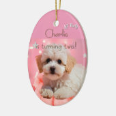 犬の誕生日パーティしよう セラミックオーナメント (左)