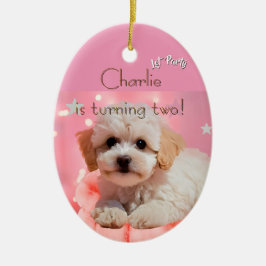 犬の誕生日パーティしよう セラミックオーナメント