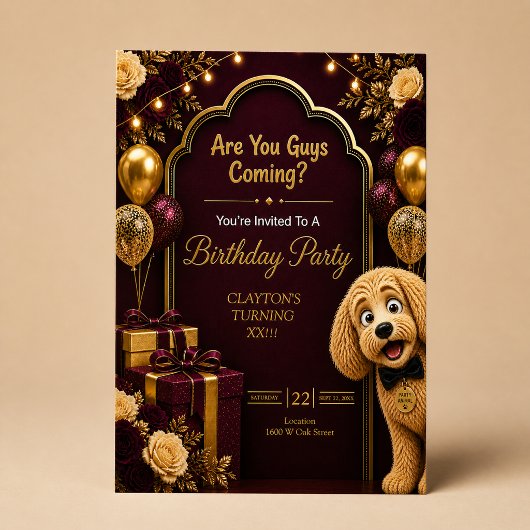 犬の誕生日パーティに来る?面白いデザインの招待状 招待状
