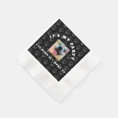 犬の誕生日パーティカスタムの写真 縁ありカクテルナプキン (角)