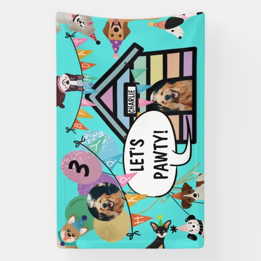 犬の誕生日パーティバナーの装飾 横断幕 (縦)