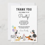 犬の誕生日パーティパピパウィティモダンガール サンキューカード (正面)