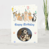 犬の誕生日パーティパピーパウィティ動物 カード (正面)