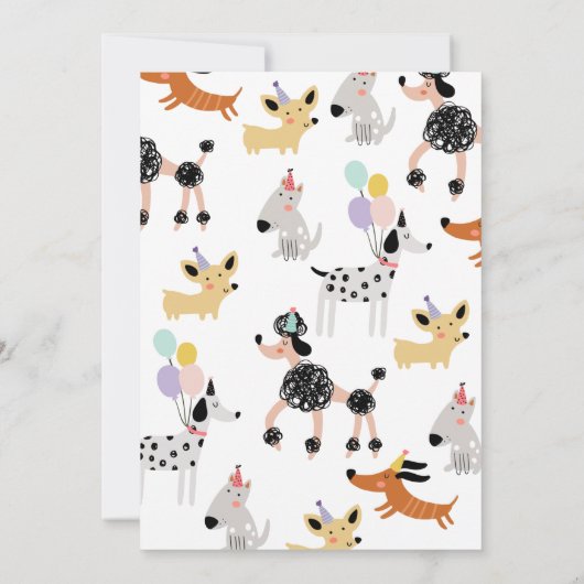 犬の誕生日パーティパピーポーティガールモダン招待状 招待状 (裏面)