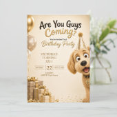 犬の誕生日パーティーに来る?面白いデザイン 招待状 (スタンド正面)