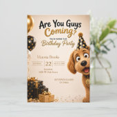 犬の誕生日パーティーに来る?面白いデザイン 招待状 (スタンド正面)